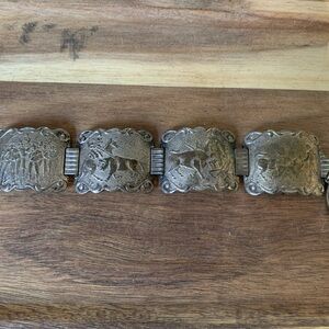 Silver Tone “Story Line” Bracelet ~ The Bull Fight ~ Size 7.5